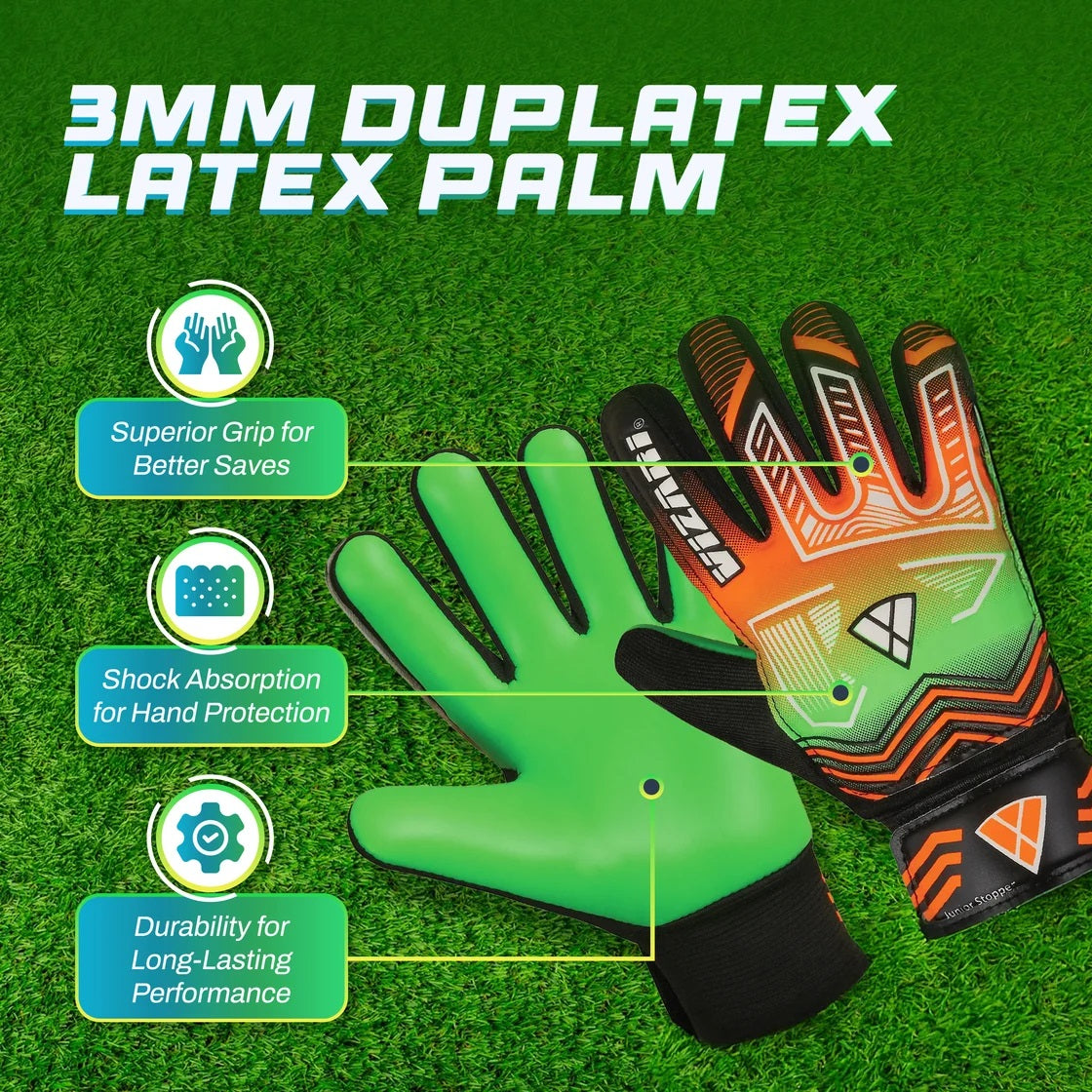 Vizari Junior Stopper Goalie Gloves – Orange/Green