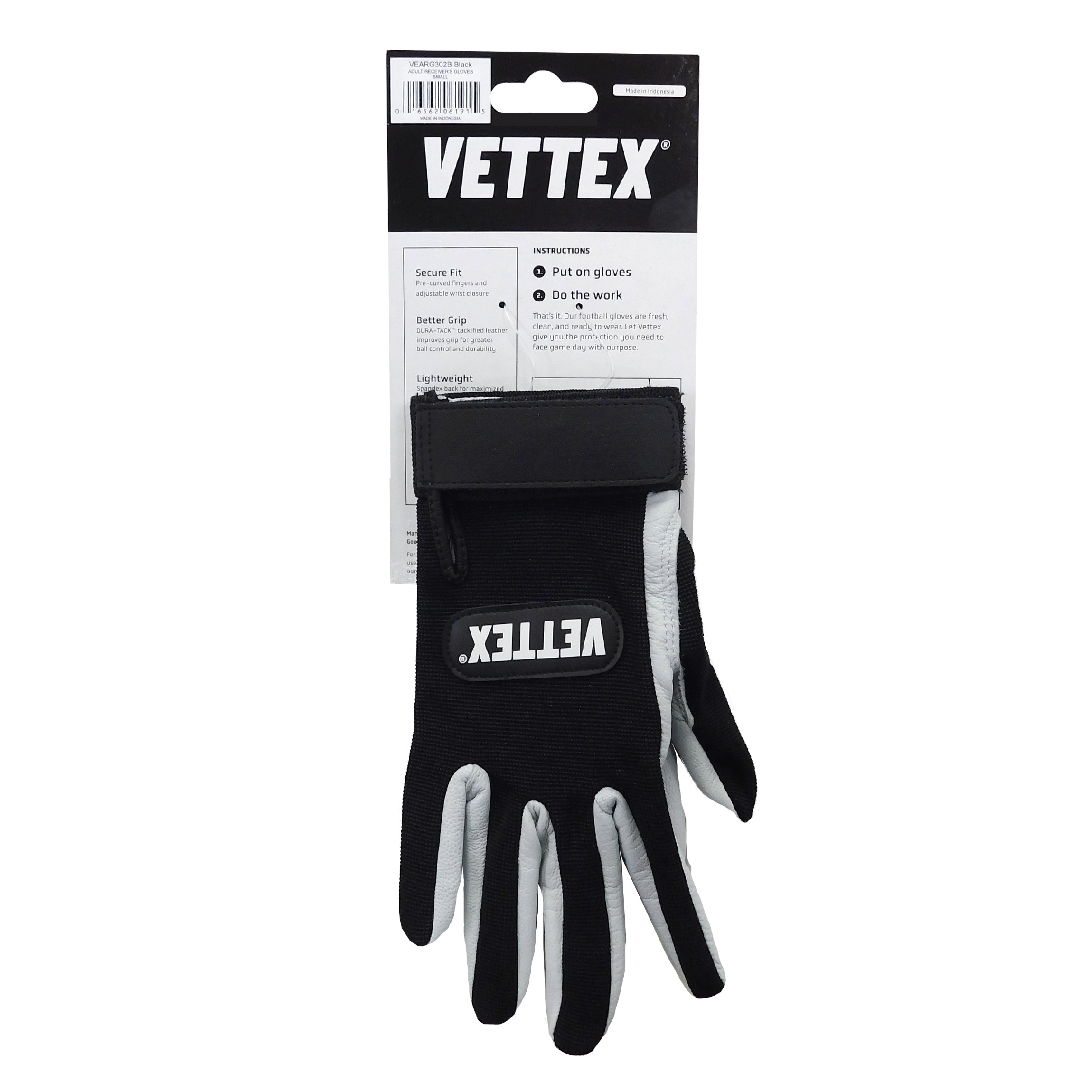 Vettex Adult Receivers Gloves Black