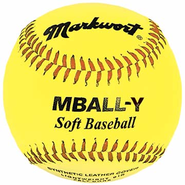Markwort Soft Lightweight Baseball - 9in - 2.5oz - Yellow - Dozen