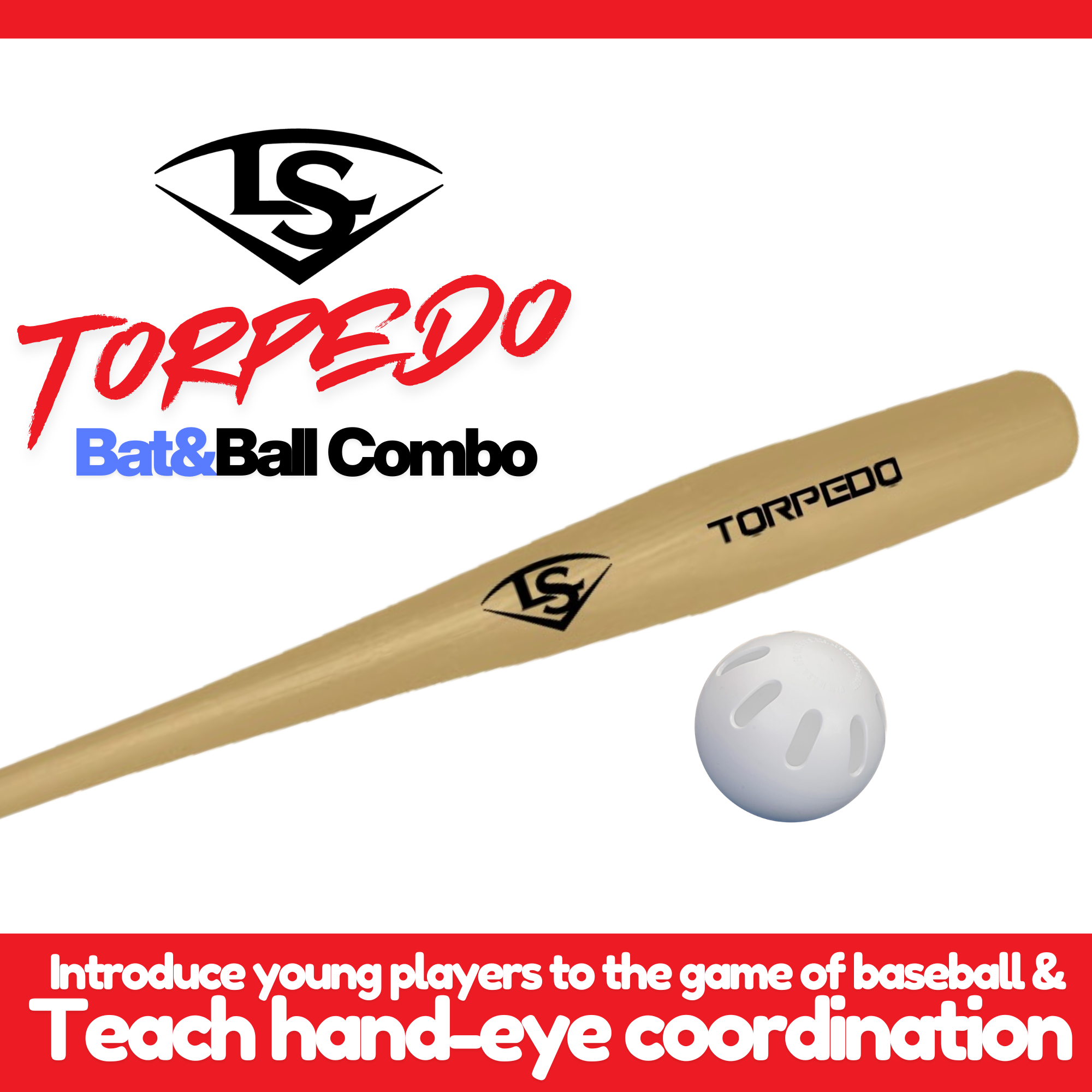 Louisville Slugger Torpedo Bat and Ball Combo