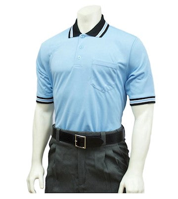 Smitty's Comfort Tech100 Mesh Umpire Short Sleeve Shirt - Light Blue w/ Black Trim