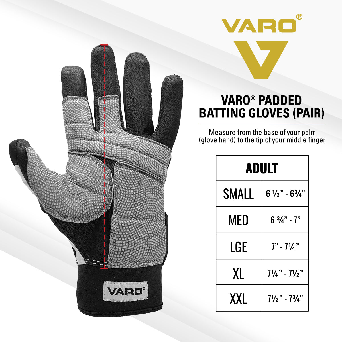 Varo Padded Batting Gloves - Adult (Pair)