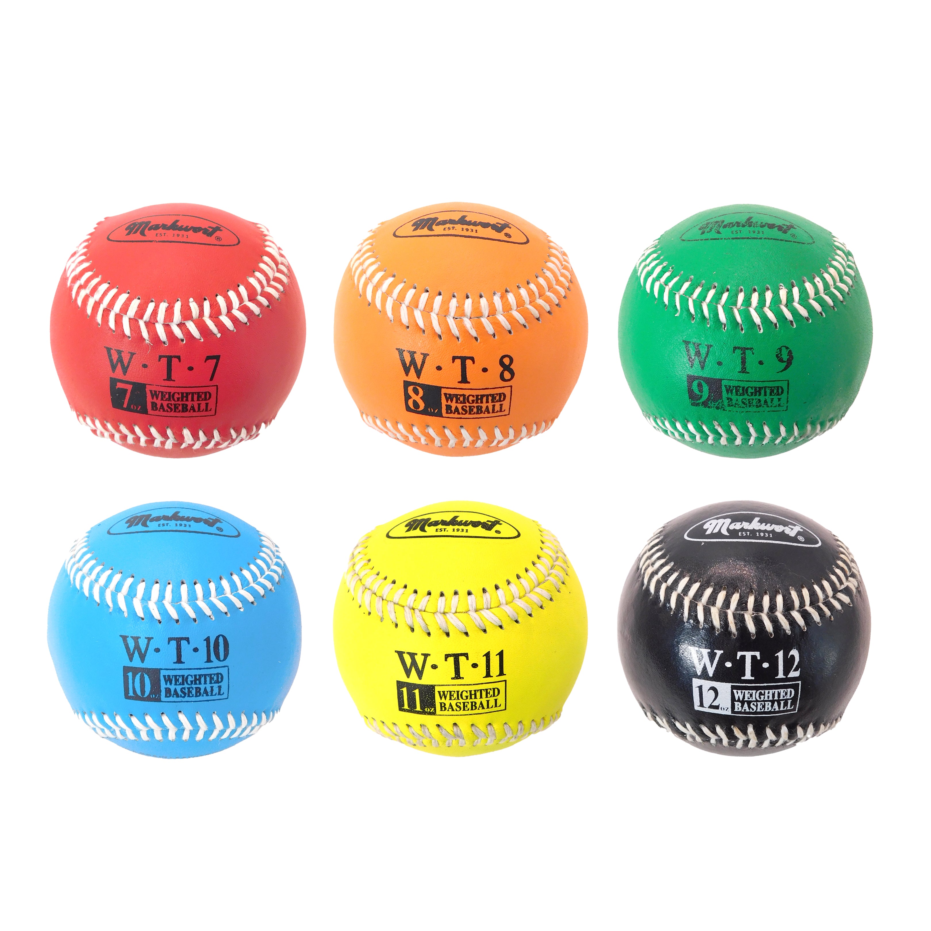 Weighted Baseball Set - Leather Cover 7-8-9-10-11-12oz