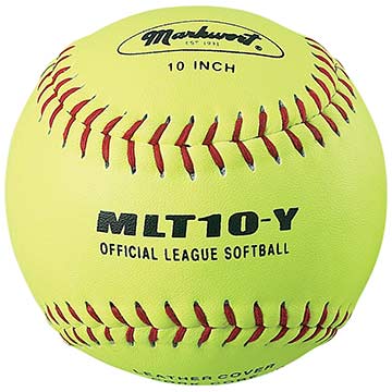 Markwort Leather Softball 10 Yellow W/Red Stitching - Dozen