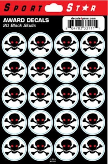 SportStar Helmet Award Decals - Skull - Black