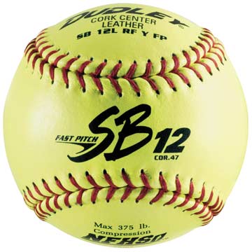 Dudley SB12L NFHS 12  Yellow Softball w/Red Stitch 47/375