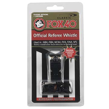 Fox 40 Classic Whistle with Breakaway Neck Lanyard - Black