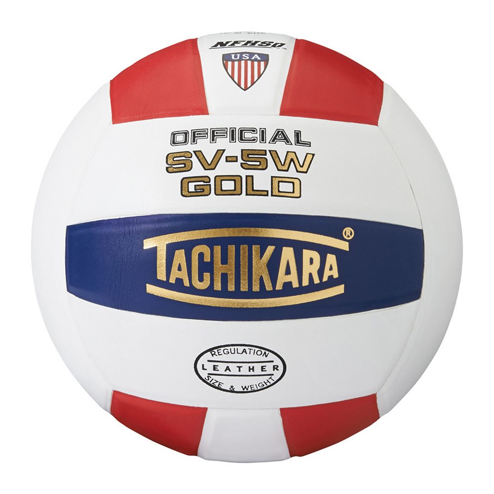 Tachikara NFHS SV-5W Gold Volleyball - Scarlet/White/Navy