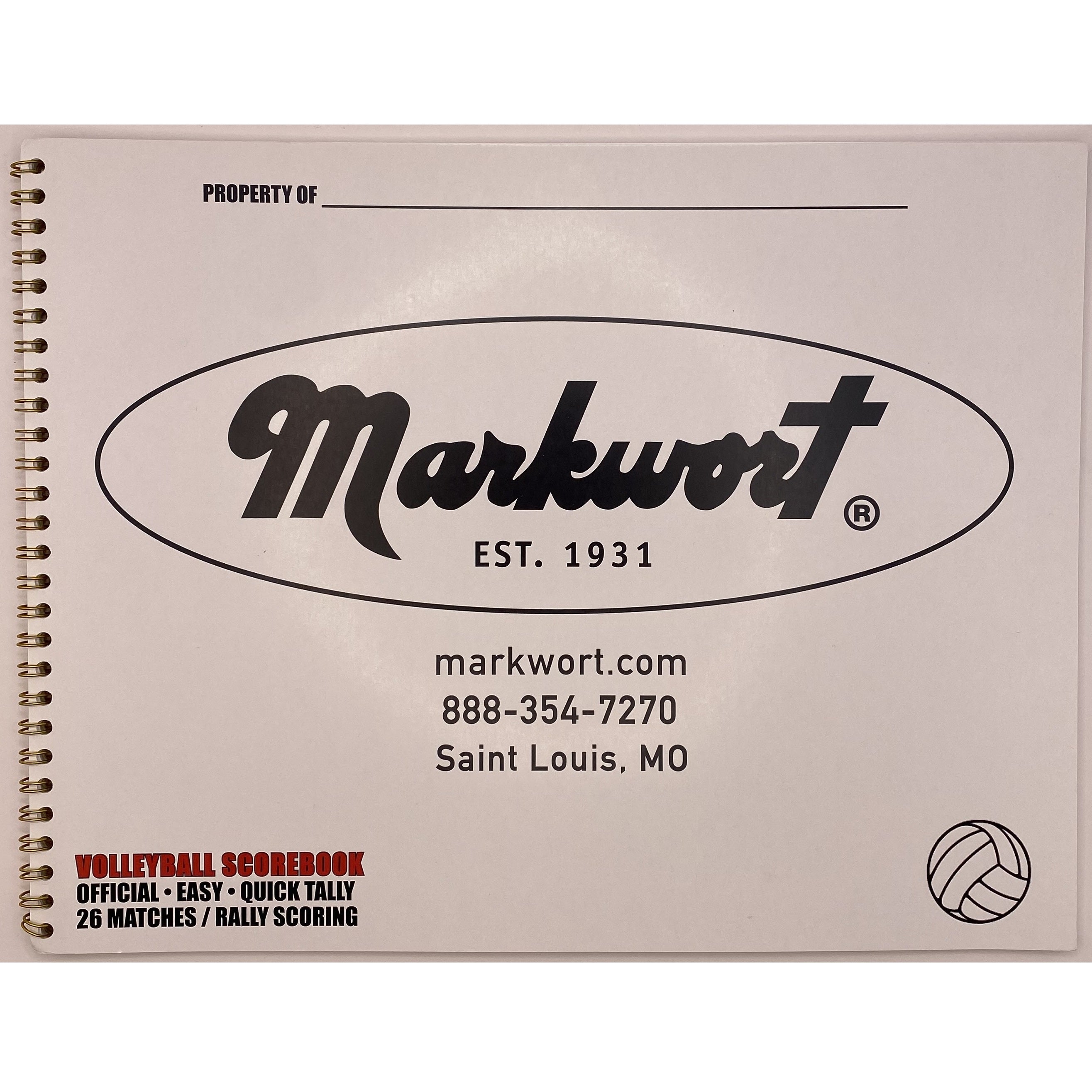 Markwort Volleyball 26 Game Rally Scoring Score Book