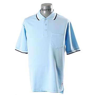 Smitty's  Ultra-Mesh Short Sleeve Shirt Light Blue w/ White & Navy Trim