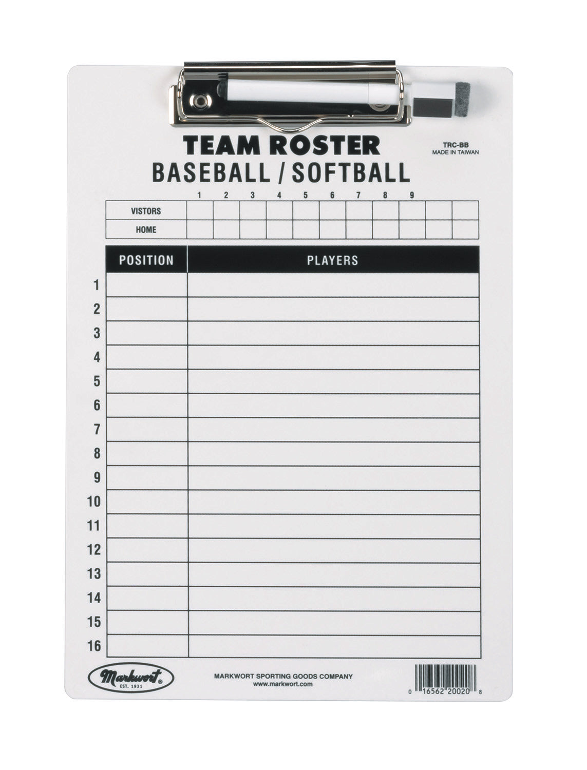 Markwort Baseball Softball Roster Clipboard